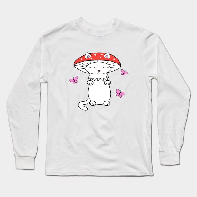 Mushroom cat Long Sleeve T-Shirt by Purrfect